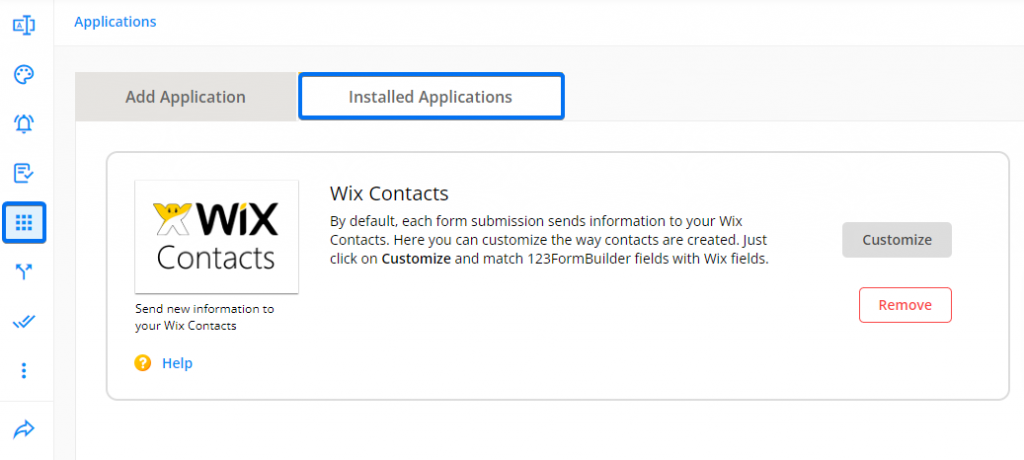 Applications Wix contacts