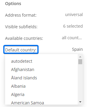 Default country