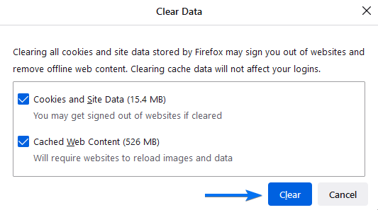 Firefox clear cache