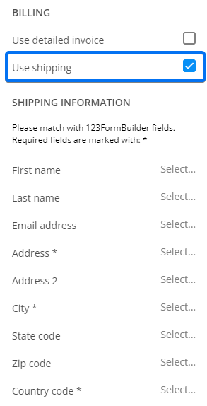 Use shipping option