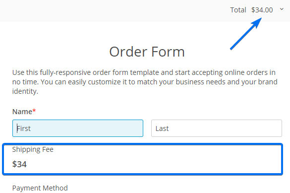 Order form fee