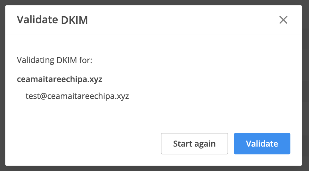 After DNS is updated, get back to Enable DKIM to validate the setup