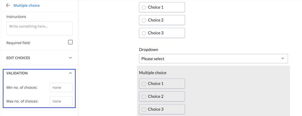Limit number of choices