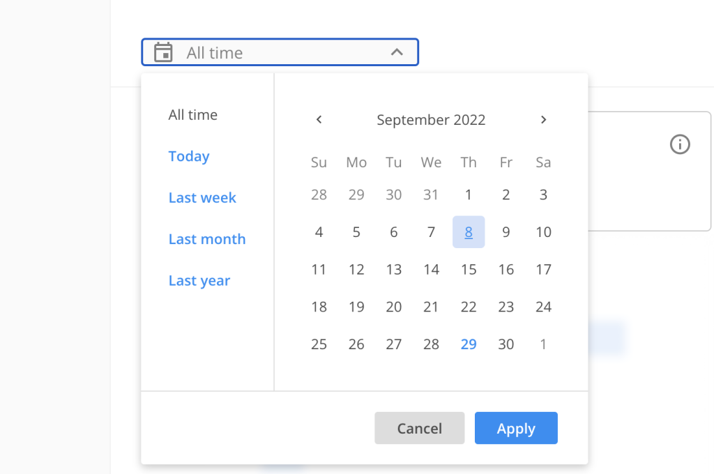 Date picker Insights section