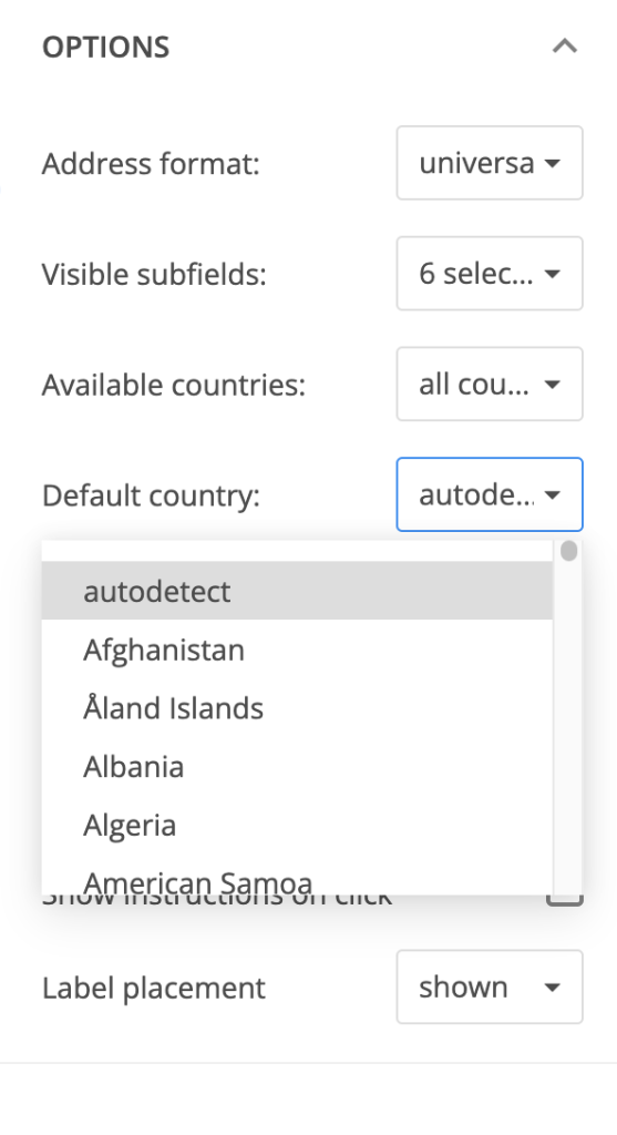 Default country