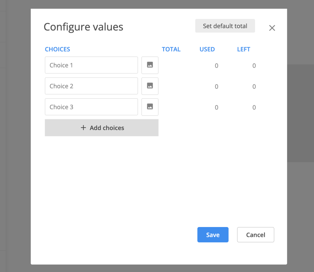 Configure values