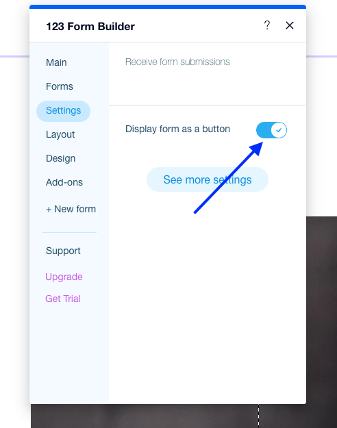 Display form as a button