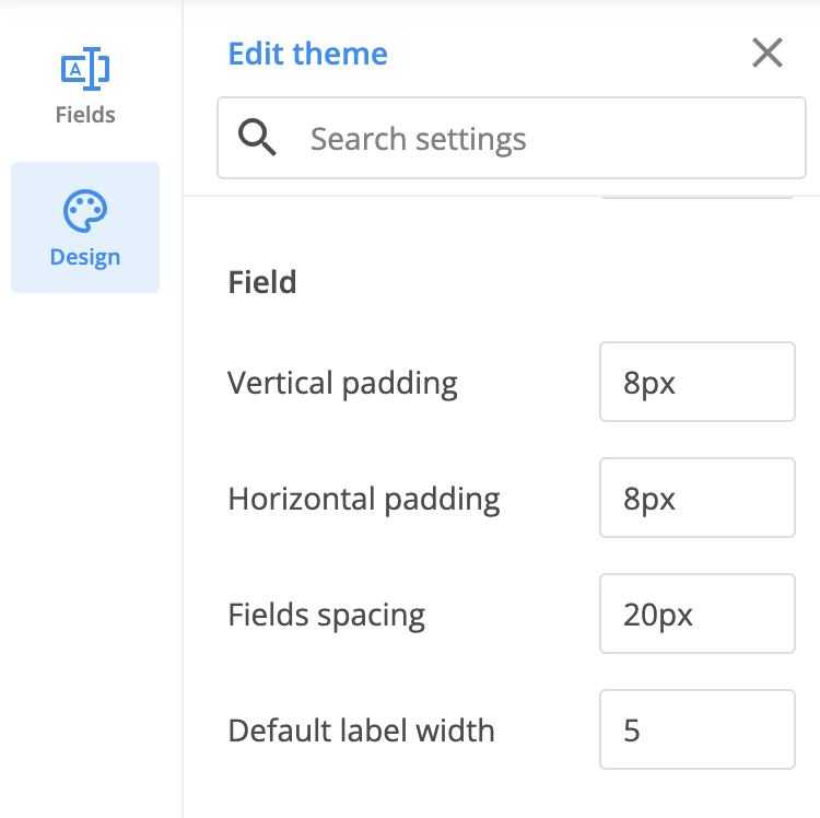 Label field theme settings