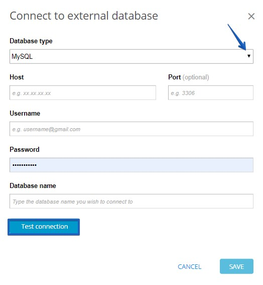 Connect to external database