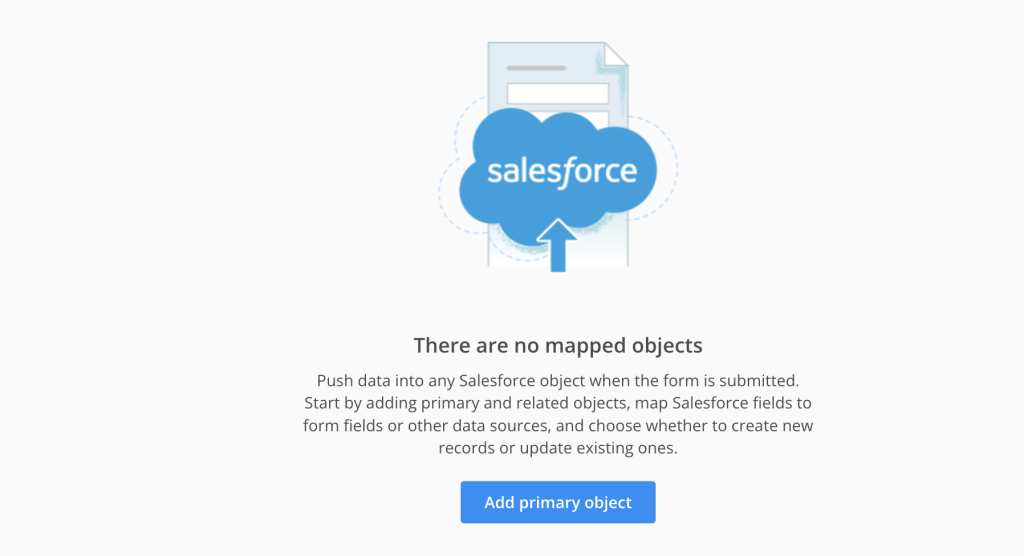 Add primary object Salesforce 123FormBuilder