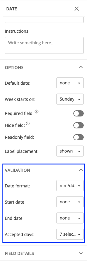 Date field validation
