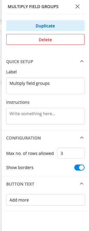 Customize multiply field group