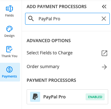 PayPal Pro enabled