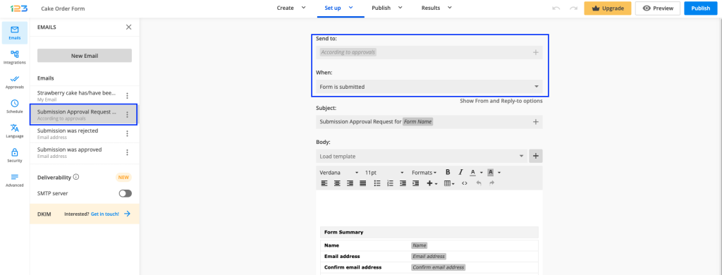 Submission Approval Request email template
