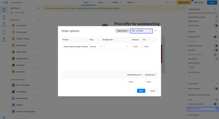 How to create a price configurator form - 123FormBuilder Knowledge Base