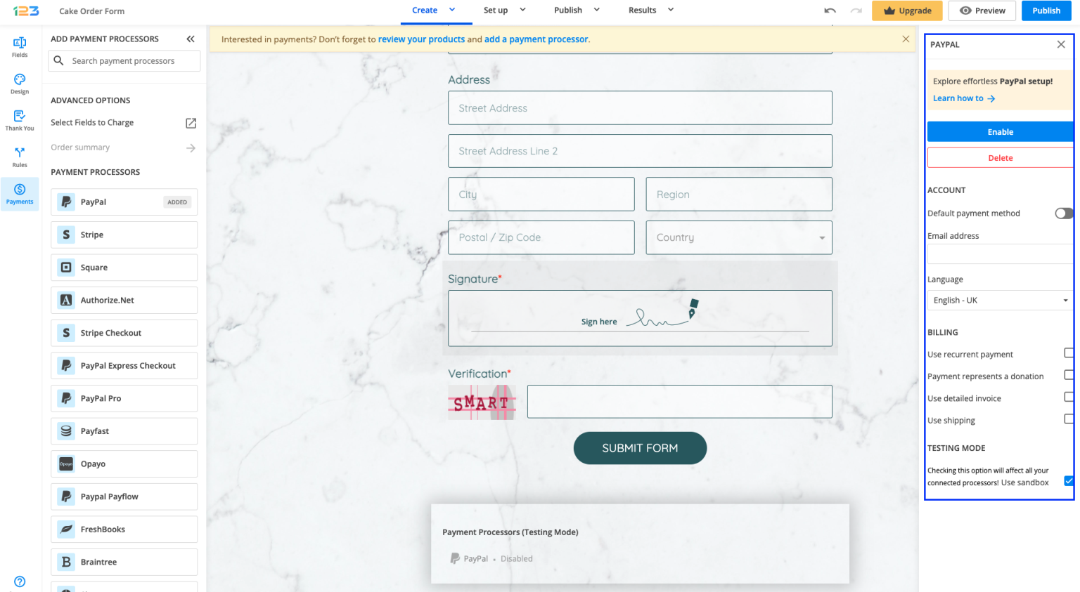 Payment Processors | 123FormBuilder Knowledge Base