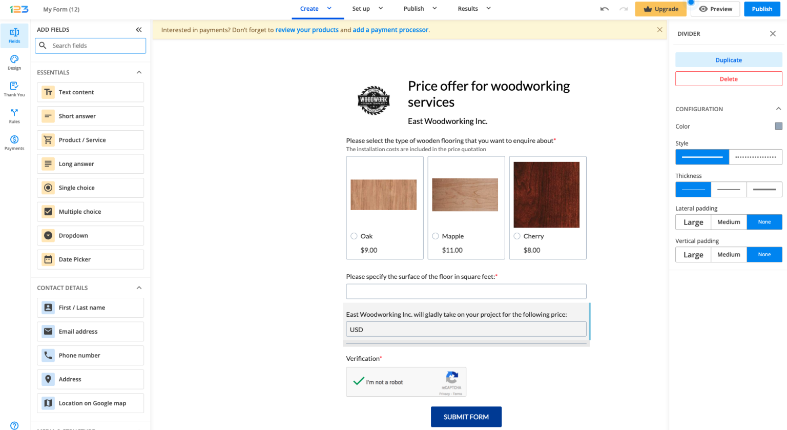 How to create a price configurator form - 123FormBuilder Knowledge Base