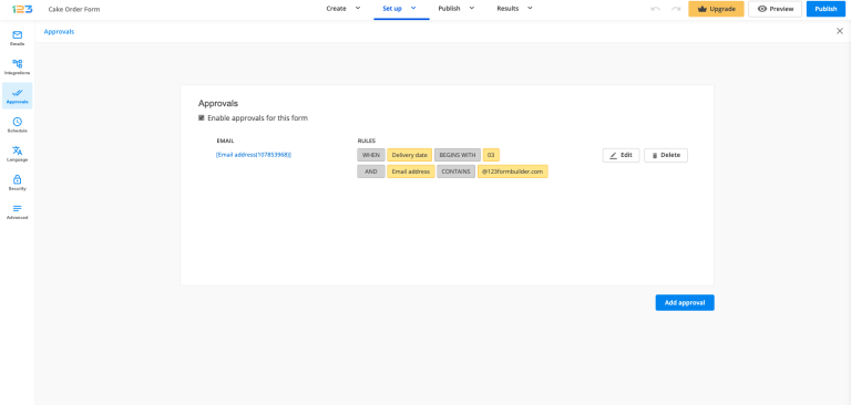 Approvals | 123FormBuilder Docs