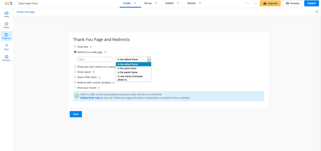 Take form submitters to a page