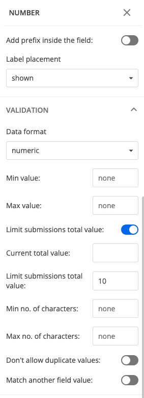 Limit submissions total value