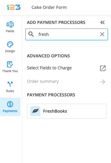 Freshbooks payment processor